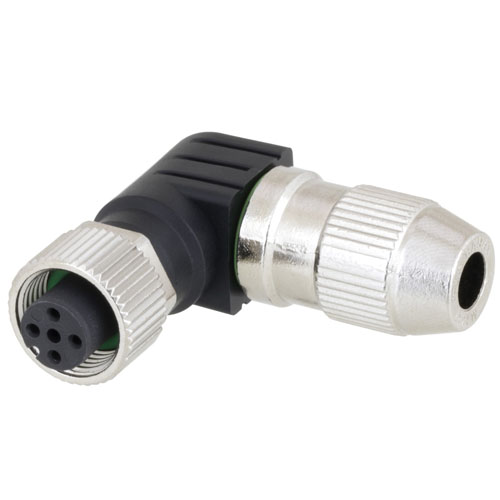 Right Angle M12 4 Pin ACode Female Field Termination Connector, 23