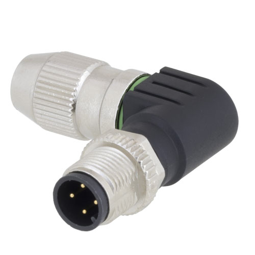 Right Angle M12 4 Pin A Code Male Field Termination Connector 23 20awg M12ft4am90