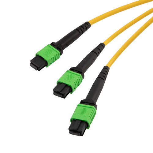 Picture of Fiber Breakout Conversion Harness, MPO24 no pins to 2xMPO12 no pins, SMF 9/125µm, LSZH Jacket, Yellow, 5 meter