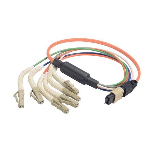 Picture of MPO Male to 6x Flex LC Fan-out, 6 Fiber Ribbon, OM1 62.5/125 Multimode, OFNR Jacket, Orange, 1.0m