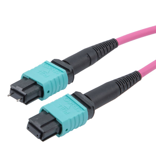 Picture of MPO w/ pins to MPO no pins, 24 Fiber, Type B, 40GB 50/125µm OM4 MMF, OFNR Jacket, 1 Meter