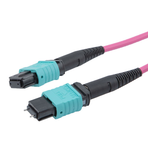 Picture of MPO w/ pins to MPO no pins, 8 Fiber, Type A, 40GB 50/125µm OM4 MMF, OFNR Jacket, 10 Meter