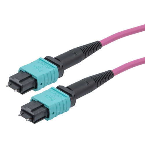 Picture of MPO w/ pins to MPO w/ pins, 12 Fiber, Type B, 40GB 50/125µm OM4 MMF, OFNP Jacket, 5 Meter
