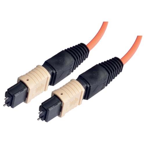 Picture of MPO w/ pins to MPO w/ pins, 6 Fiber Ribbon, OM2 50/125 Multimode, OFNR Jacket, Orange, 10.0m