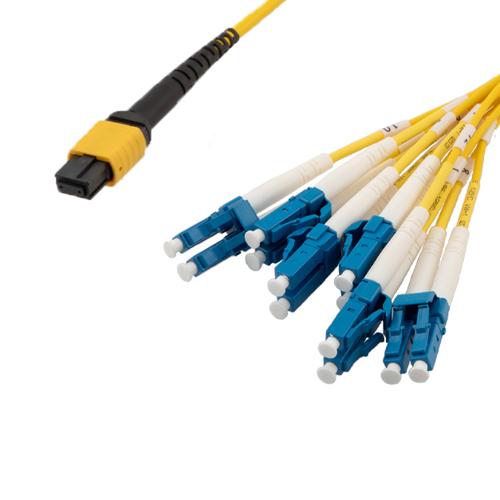 Picture of Type A MPO/UPC Female (w/o pins) to LC/UPC Clipped fan-out, 2.0mm Diameter, 12 Fiber, Single Mode OS2, OFNP Jacket-10M