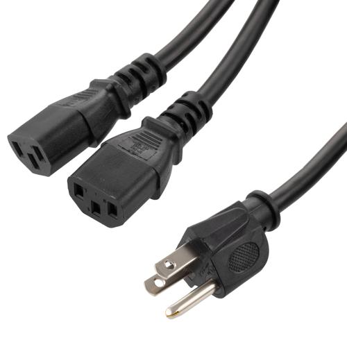 Picture of N5-15P Male to C13 Female Power Splitter Cord, Rated for 10 A, 15-foot Length