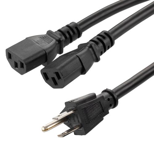 Picture of N5-15P Male to C13 Female Power Splitter Cord, Rated for 15 A, 15-foot Length