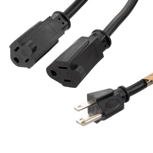 Picture of N5-15P Male to N5-15R Male Power Splitter Cord, Rated for 15 A, 15-foot Length