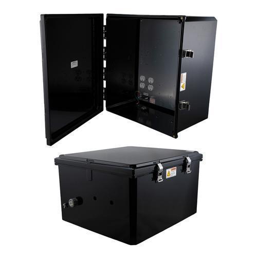 Picture of 18x16x10 UL Listed Polycarbonate Weatherproof NEMA 4X IP66 Enclosure, 120 VAC Mount Plate, Black
