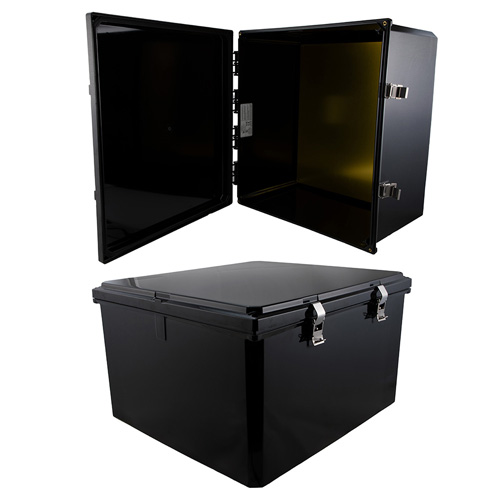 Picture of 18x16x10 UL Listed Polycarbonate Weatherproof Outdoor IP66 NEMA 4X Enclosure, Kit Bundled w/ Blank Aluminum Mount Plate, Black
