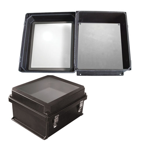14x12x7" UL® Listed Black Weatherproof Windowed NEMA 4X Enclosure w