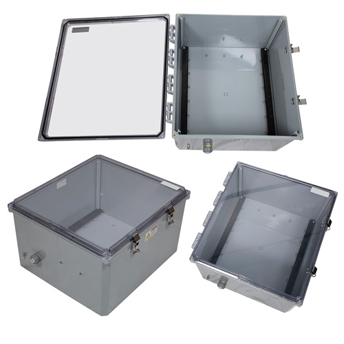 18x16x10 Polycarbonate Weatherproof NEMA 4X Enclosure, DIN Rail Mount
