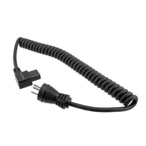 Picture of Hospital Grade N5-15 to Right Angle C13 Coiled Power Cord, 18AWG, TPE Jacket, 1 Foot Compressed Length