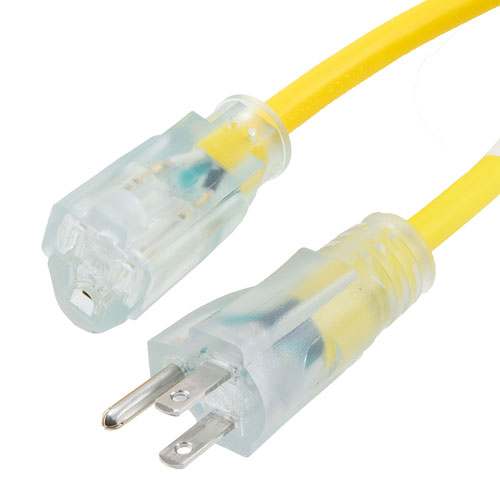 Picture of N5-15P Male to N5-15R Female Outdoor Extension Cord with LED Connectors, SJTW, PVC, 25 Feet
