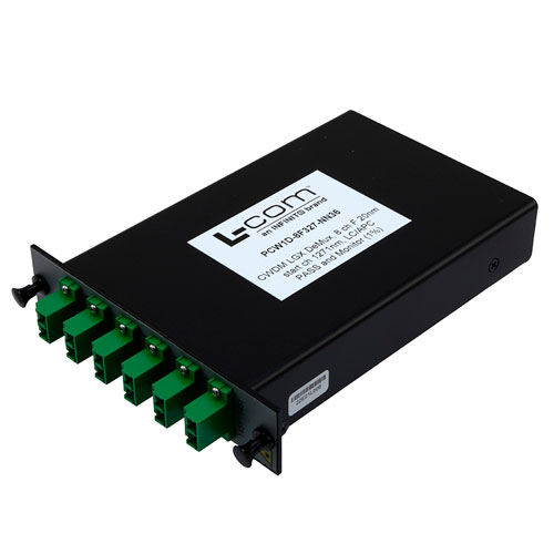 Picture of Passive CWDM, LGX Demux, 8 Channels F (skip 1391-1411nm) with 20 nm spacing, starting at Ch 1271nm, LC/APC with Monitor & Pass