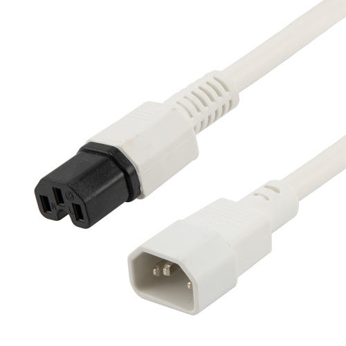 Picture of High Temperature Power Cord - C14 to C15 - 15 Amp - 3 FT - White
