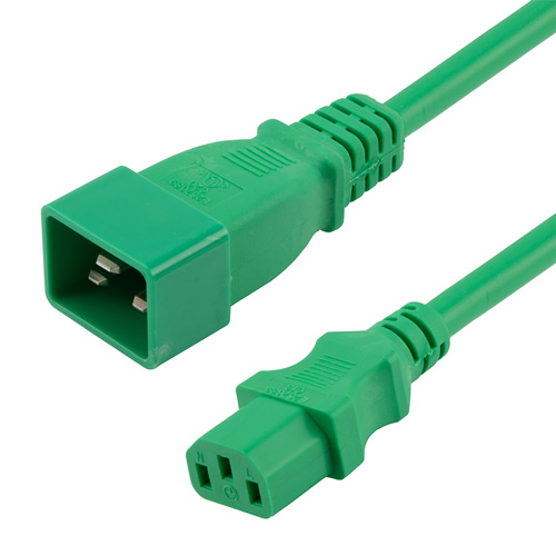 Picture of PC/PDU Power Cord - C20 to C13 - 15 Amp - 3 FT - Green
