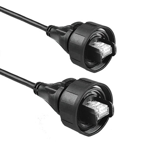 Picture of Bulgin PX0838 Series Overmould Flex Connector, Pre-Wired Patch Cord IP68 RJ45 to IP68 RJ45 5M Cable