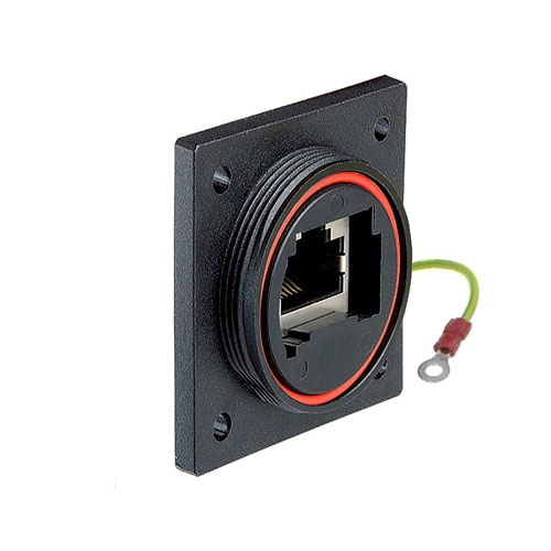 Picture of Bulgin PX0870 Series Flange Mount Connector, CAT5e Shielded Coupler Plus Earth Wire