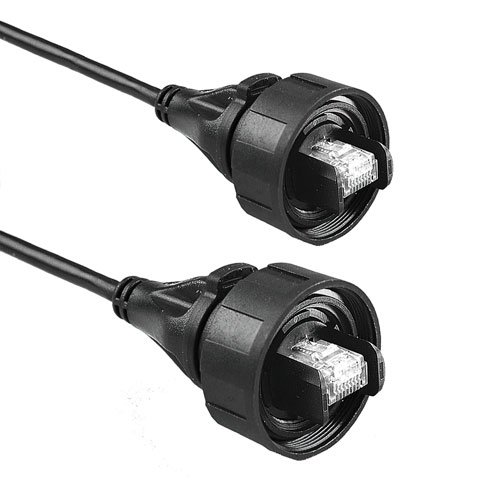 Picture of Bulgin PX0898 Series Overmould Flex Connector, Pre-Wired Patch Cord IP68 RJ45 to IP68 RJ45 2M Cable