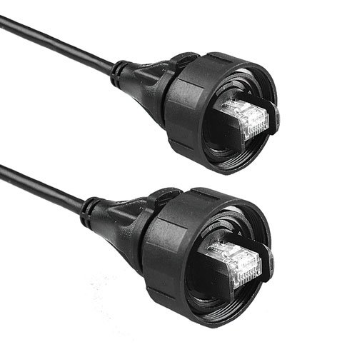 Picture of Bulgin PX0898 Series Overmould Flex Connector, Pre-Wired Patch Cord IP68 RJ45 to IP68 RJ45 3M Cable