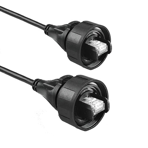 Picture of Bulgin PX0898 Series Overmould Flex Connector, Pre-Wired Patch Cord IP68 RJ45 to IP68 RJ45 5M Cable