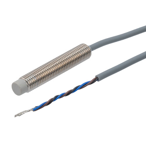 Picture of Inductive Proximity Sensor, cylindrical, M8 threaded, non-shielded, stainless steel, NPN NO, sensing distance 6mm, 2m 3-wire cable