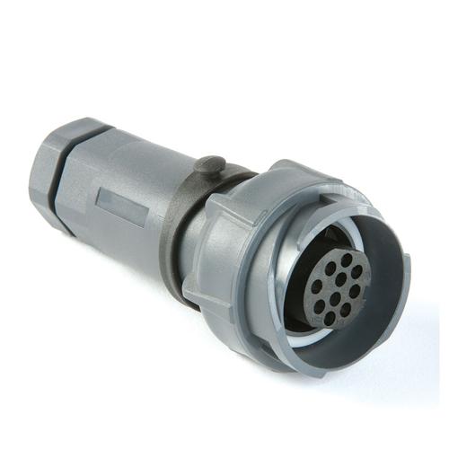 Picture of Bulgin Inline Cable Connector PXP7011 Series 6 Contact Plug Screw Termination (with contacts) 7mm-9mm Cable (White Gland) Plastic Body