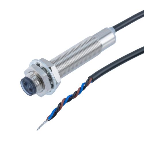 Picture of Photoelectric Sensor, M12 x 60mm, NPN NO, Diffuse Reflection 0.3 meter Range, 2 meter 3-wire Cable, IP67, Brass