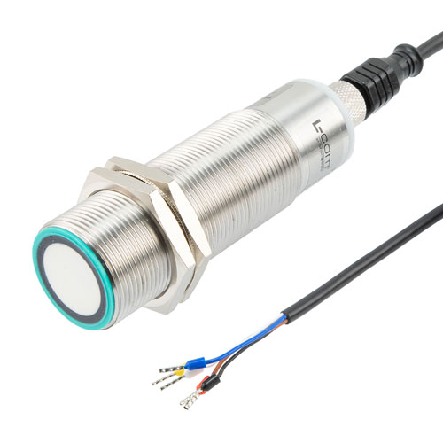 Picture of Ultrasonic Proximity Sensor, Cylindrical, M30 threaded, Ni-plated Brass, NPN, Sensing Range 80 to 2000 mm, 5-pin A-coded M12 connector