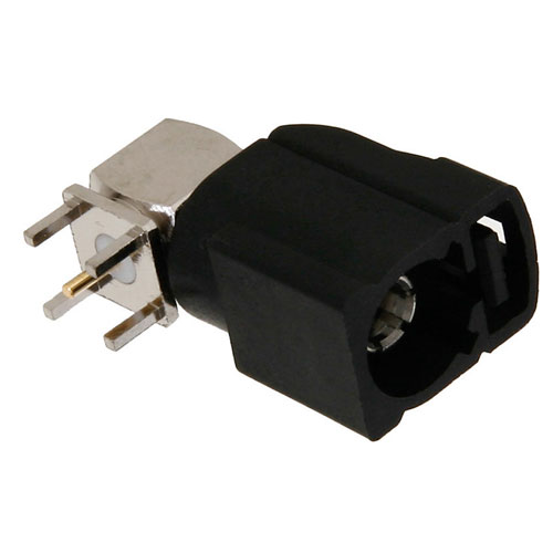 Picture of FAKRA Jack Right Angle Connector Solder Attachment Thru Hole PCB, Black Color