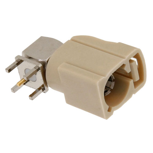 Picture of FAKRA Jack Right Angle Connector Solder Attachment Thru Hole PCB, Beige Color