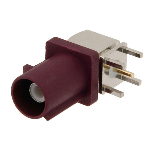 Picture of FAKRA Plug Right Angle Connector Solder Attachment Thru Hole PCB, Bordeaux Color