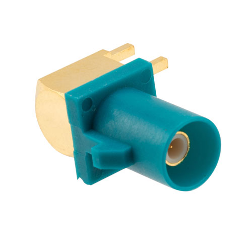 RF PCB Connector, FAKRA Male right angle, Edge Mount, Surface Mount