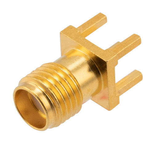 RF PCB Connector, SMA, Female, Up to 18 GHz, Through Hole PCB, Straight
