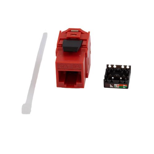 Category 6a Ultra Short-Body Tool-less IDC Keystone Jack, Unshielded, Red