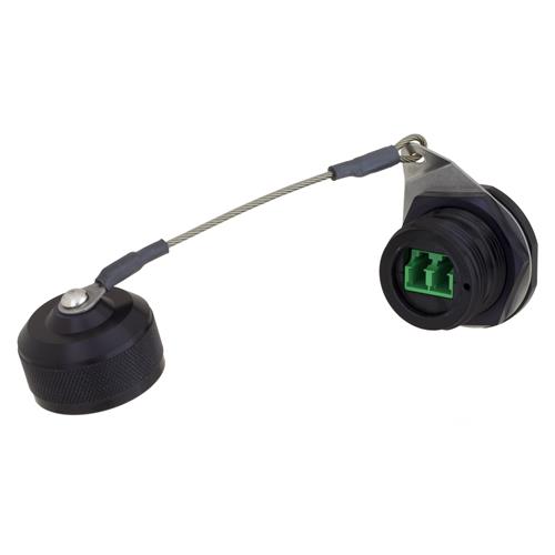 Picture of Ruggedized LC IP68 Jam Nut Receptacle, Duplex, Single Mode APC Polish w/ Dust Cap