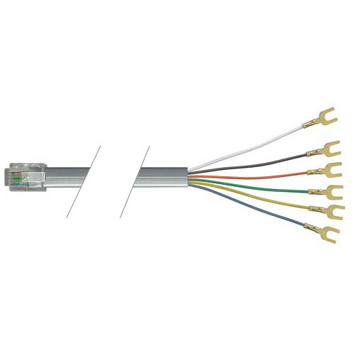 Picture of Flat Modular Cable, RJ12 (6x6) / Spade Lug, 14.0 ft