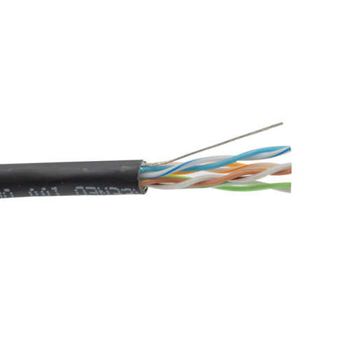 Picture of Category 5e Bulk Cable, F/UTP Foil Shielded 4-Pair 26AWG Stranded Conductor CMR Rated PVC Black, 500FT