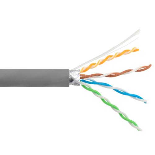 Picture of Category 6a 10gig Ethernet Bulk Cable, F/UTP Shielded, Dual LSZH CM Jacket, 26AWG Stranded Relaxed Patch Style, 300V, Gray, 1,000 Feet