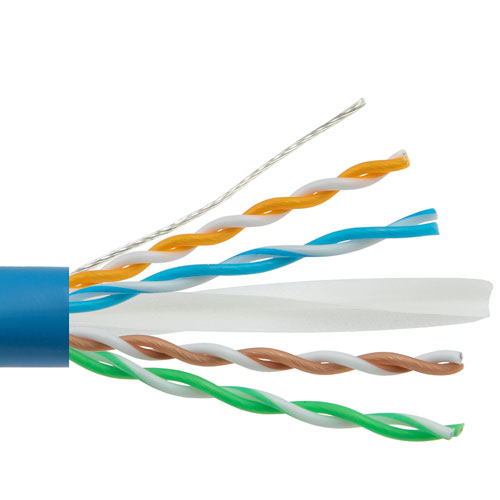 Picture of Category 6a 10gig Ethernet Bulk Cable, Shielded F/UTP, 26AWG Stranded 4-Pair, CMX VW-1 LSZH Low Smoke Zero Halogen Jacket, Blue, 100FT