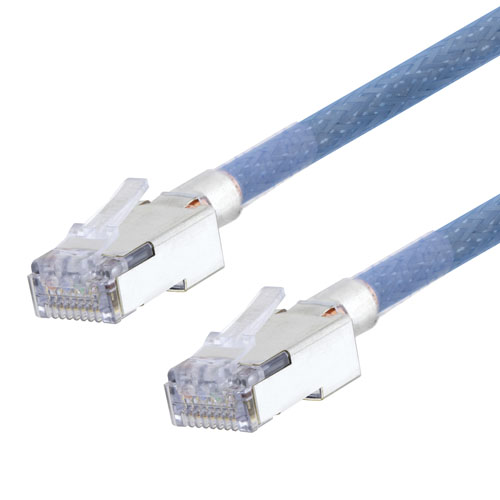 Picture of Category 5e Slim Aerospace Ethernet Cable High-Temp Double Shielded FEP Blue RJ45, 200.0ft