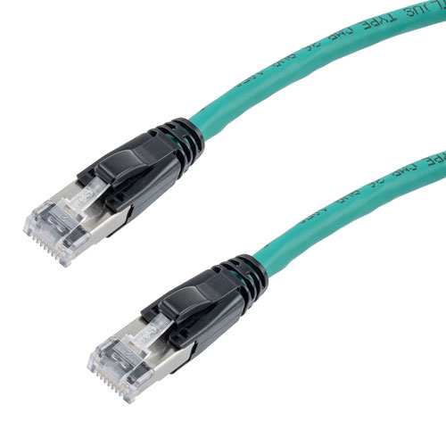 Picture of Category 6a 10gig Ethernet Patch Cable, F/UTP Shielded, RJ45, HiTemp 105C CMP Plenum Jacket, 26AWG Stranded Relaxed Style, 300V, Green, 75F