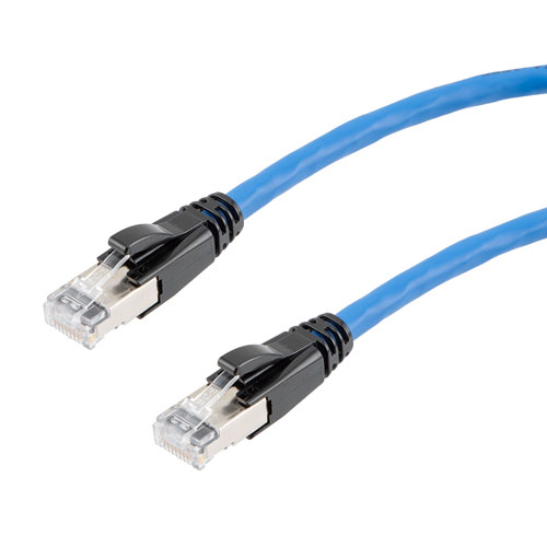 Picture of Category 6a 10gig Ethernet Patch Cable, F/UTP Shielded, RJ45, Riser CMR/CMG Jacket, 26AWG Stranded Relaxed Style, 300V, Blue, 15FT