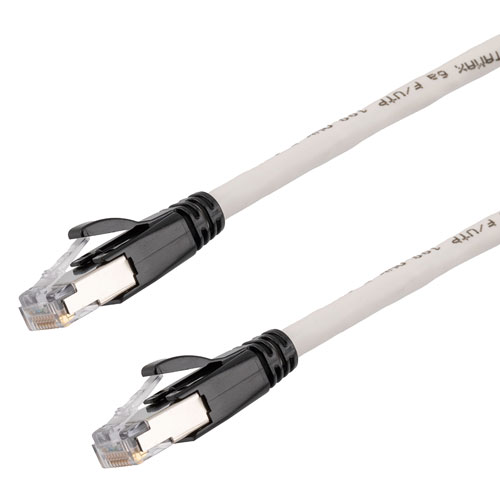Picture of Category 6a 10gig Ethernet Patch Cable, F/UTP Shielded, RJ45, CMR Riser CMG Jacket, 26AWG Stranded Relaxed Style, 300V, White, 2F