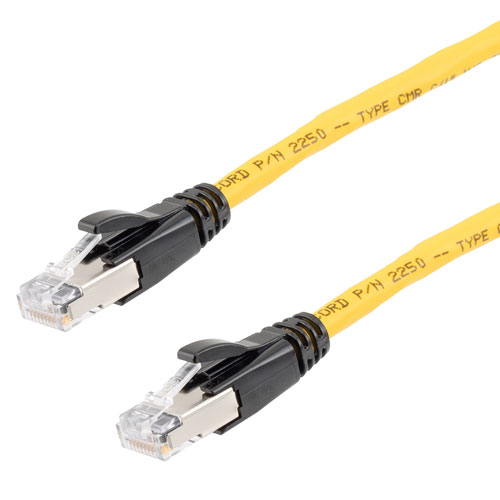 Picture of Category 6a 10gig Ethernet Patch Cable, F/UTP Shielded, RJ45, CMR Riser CMG Jacket, 26AWG Stranded Relaxed Style, 300V, Yellow, 2F