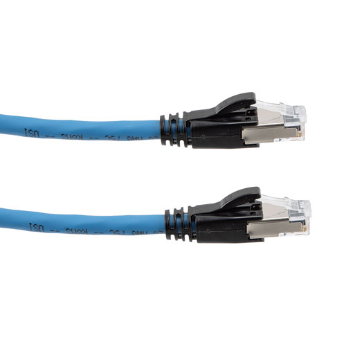 Picture of Category 6a 10gig Ethernet Patch Cable, F/UTP Shielded, RJ45, Dual LSZH CM Jacket, 26AWG Stranded Relaxed Style, 300V, Blue, 5FT