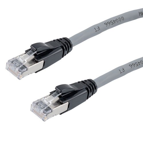 Picture of Category 6a 10gig Ethernet Patch Cable, F/UTP Shielded, RJ45, Dual LSZH CM Jacket, 26AWG Stranded Relaxed Style, 300V, Gray, 2FT