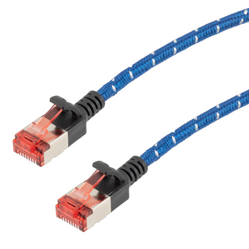 Picture of Cat6a, Ethernet Cable, U/UTP, 32 AWG, Indoor, Slim Cable with Nylon Covered Jacket, Blue, 3-foot