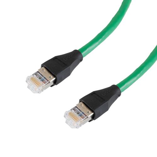 Picture of Cat6a Ethernet Cable Assembly, RJ45 to RJ45, Shielded CMR Green PVC, 26 AWG, 5 M